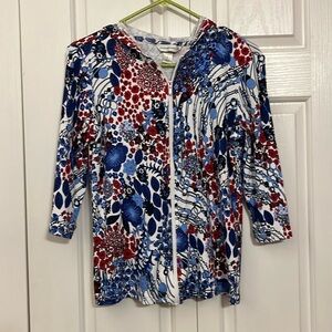 Christopher & Banks floral zip up cotton jacket. Small